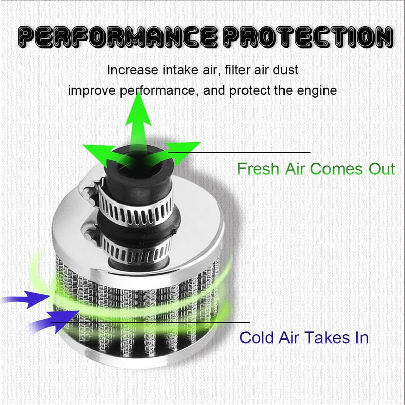 HAOBO 12mm Air Filter Intake Filter Breather  Small Engine Air Filter  Mini Universal Motor Cone Cold Clean Air Intake Filter Turbo Vent Breather  Car Accessories Car Filter Cover for Car Motorcycle - Image 4